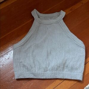 NWOT Aerie Light Gray Ribbed Crop Top